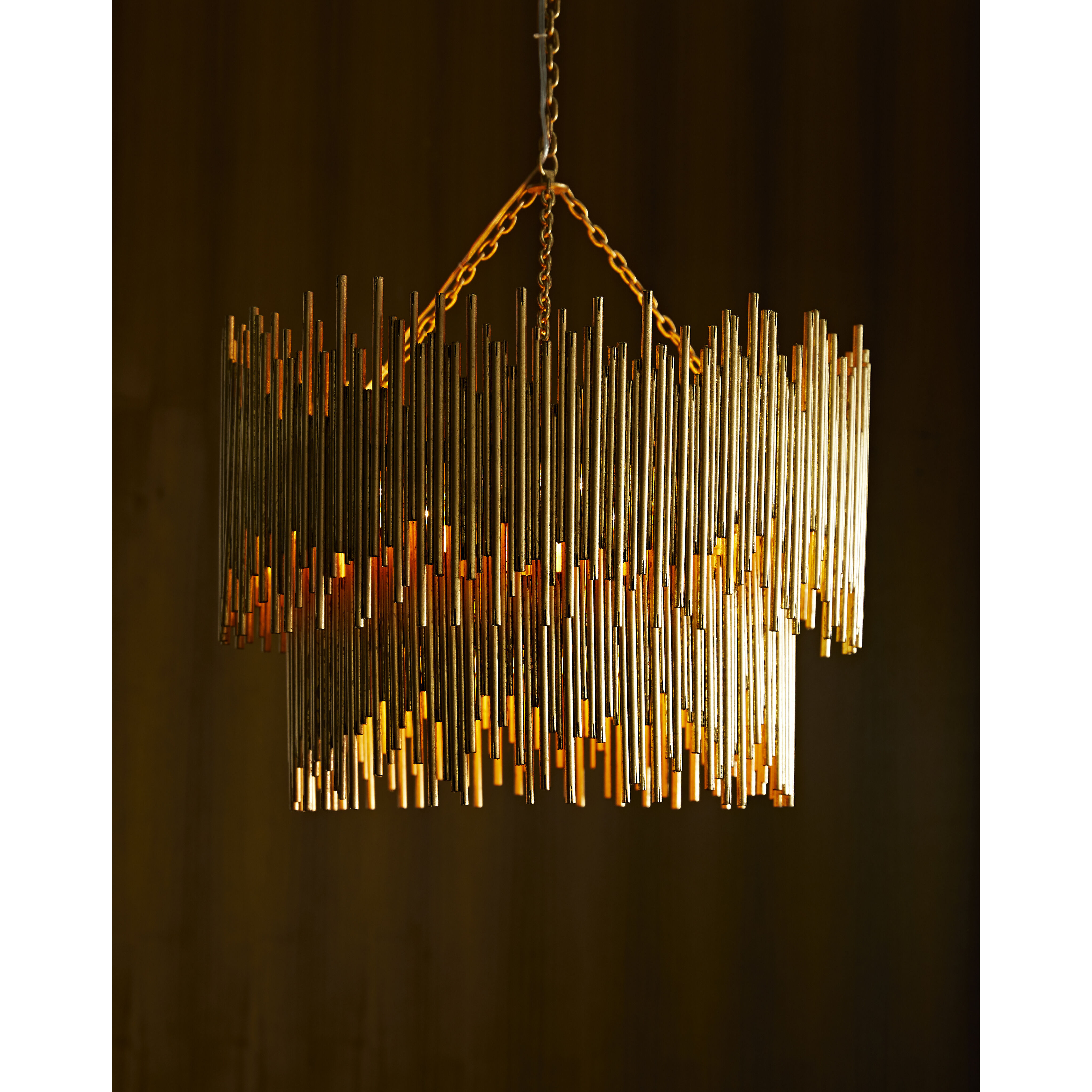 Prescott 8 Light 28 inch Gold Leaf Two-Tiered Chandelier Ceiling Light